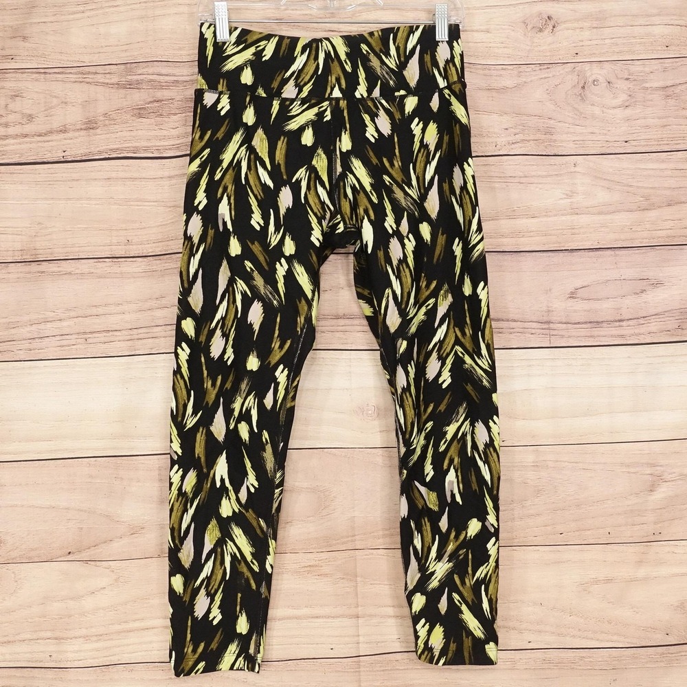 Calvin Klein Performance Leggings Womens M Black Cropped Animal Print Knit Yoga